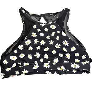 Energetiks Black Daisy Floral Mesh Crop Top Child Medium 8/9 Dance